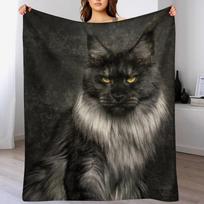 Sidabro Meino meškėno katės portretas Mesti pledas Minkštas pliušinis pledas kaip įkurtuvių dovana 102x76cm(40x30in) gray