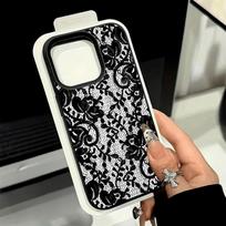 Naujo stiliaus nėrinių rašto su ličių tekstūra telefono dėklas, skirtas iPhone 17 17Air 16 15 14 Plus, dangtelis, skirtas iPhone 13 12 11 Pro Max dėklui iphone 14 Pro white