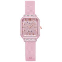 South East Asia Dopamine Quartz Ladies Watch Simple Diamond Silicone Watch Women'S Watch tamsiai ruda spalva