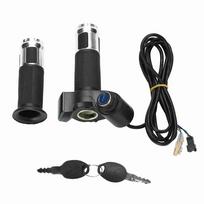 12-84V E-Bike Throttle Grip Set Digital Display Long Cable Throttle with Digital Display and Lock with Key Lock Twist Handlebar raudona