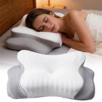 Neck Pillow for Back and Side Sleepers, Memory Foam Pillow, Cooling Removable Pillowcase, Breathable, Ergonomic Neck Support gray