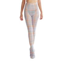 Womens Body Thigh High Stockings Sexy Thigh High Tights Socks Plaids Stockings violetinė