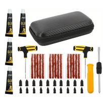 Universal Emergency Tire Repair Kit - Powerful Glue Complete Tools for All Vehicles Car/Motorcycles/Trucks Compact Portable Case black