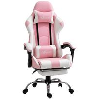 Gaming Chair Ergonomic Office Chair with Headrest, Massage Lumbar Cushion, Footrest, Rotating Gamer Chair PC Chair with Connected Armrests 64 x 67 x 127 cm