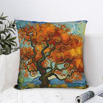 Van Gogh Oil Painting Pillow Cover  Funny Pillow Case For Office Car Home Decorative Cushion Cover Soft Graphic Pillowcases Gift 45X45CM orange