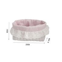 Cotton Dot Edge Storage Basket With Lace Details For Home Organization And Gift Ideas white