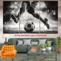 Soccer Football Art Print Black and White Player Kicking Ball Wall Decor Sports Theme Living Room Home Decoration 2D Flat Panel 100X70CM white