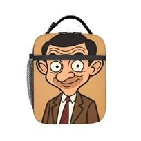 Funny Comedy Character Lunch Bag Mr.Bean Office Lunch Box For Child  Thermal Lunch Bags Waterproof Portable Insulated Cooler Bag as picture black