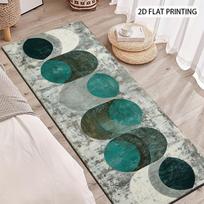 1Pcs Distressed Texture Teal Semi-Circular Non-Slip Washable Area Rug Runner for Entryway, Living Room, Bedroom & Patio 60x200cm gray