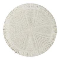 Woven Rattan Round Placemat Fringe Edge Heat Insulation Non-slip for Home Restaurant Coffee Table Mat Decor A4 gray