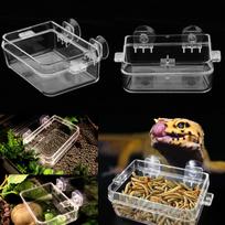 2x Tortoise Gecko Reptile Feeding Terrarium Water Dish Bowl gray