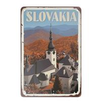 Metalinis ženklas Slovakija skardiniai ženklai Vintažinis namams šulinio dangčiui barui garažui kavinei dekoravimui skardiniai ženklai 8x12 colių sienos dekoracija 20x30cm gray