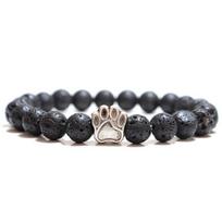 Stylish Fashionable French Bulldog Bracelets Men Natural Lava Tiger Eye Braslet Stone Paired Dog Claw Beaded Braclet AccessoriesTrendy Jewelry black