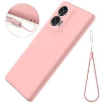 For Motorola Edge 50 Fusion Case Soft Premium Liquid Silicone Case with Flocking inside For MOTO Edge50 Fusion Cover with Strap MOTO Edge 50 Fusion beige