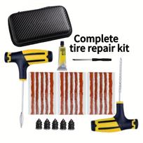 On-Road Tire Rescue Kit - Self-Vulcanizing Plugs & T-Handle Tools for Car/Truck/Motorcycle, No-Removal Repair black