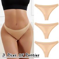 3-Piece Plus Size Cotton Thongs - Sexy Butt-Lifting Ladies' Underwear (European & American Style) 2XL black