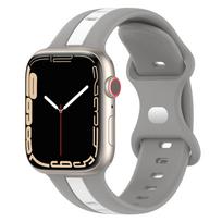 Silicone Strap For Apple Watch Ultra 3/2 Band 49mm 45mm 41mm 44mm 42mm 46mm Two-color Bracelet iWatch 11 10 9 8 7 6 5 4 SE Belt S11-10 46mm 44 45 49 gray