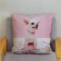 Cute Mini Chihuahua Dog Printed Cushion Cover Pillow Case Hugging Pillow Case Sofa Home Decor Pillow Case Peach skin 18*18(CM)-1Pcs white