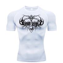 Men's Short Sleeve Compression Running T-Shirt, Sports Round Neck Printed Top XL blue