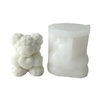 Rose Flower Bear Silicone Mold Bear Candle Mold Non-stick Easy to De-mold 1 white