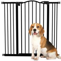 Dog Gate with Adjustable Width 76-104 cm Safety Barrier for Dogs with 2 Extensions Black 100 x 3.5 x 94 cm