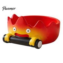 Handmade Resin Figurine Art Cartoon Calcifer Flame Storage Tray, Creative Fire-Shaped Catchall Statue Decor, Waterproof Decorative Organizer for Keys orange