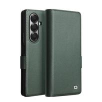 QIALINO Case for Samsung Fold 7 Slim Card Slot Holder Holster Genuine Leather Sleeve Bracket Corner Protection Cover with Magnet Galaxy Z Fold7 žalia