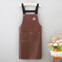 PU Waterproof Oil-Proof Leather Apron for Catering, Kitchen, and Meat Processing Standard Size white