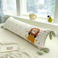 Pure Cotton Cartoon Double-Layer Gauze Hugging Pillow - Multifunctional Long Body Pillow for Girls, Washable 25*95 cm beige