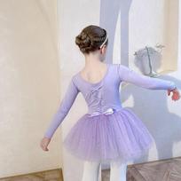 Pure Cotton Children's Dance Clothes, Long-sleeved Girls' Practice Clothes, Winter Purple Sequined Gauze Skirt, Winter Ballet Skirt, Grade Examination 160 white