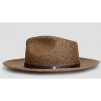Wide Brim - Hat With Folded Edge Design Unisex Adult Sun Handmade Striped Cone Crown L 58-60cm tamsiai ruda spalva