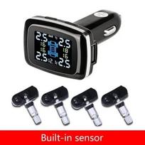 Car TPMS Tire Pressure Monitoring System Sensors Cigarette Lighter with USB Port Tpms Control System Auto Security Alarm Internal sensor gray