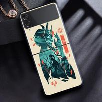 Case For Samsung Galaxy Z Flip 3 4 5G Black Hard PC Phone Housing Z flip4 Luxury Segmented Cover Anime Genshin Impact Cute Samsung Z Flip 4 beige