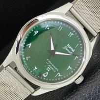 RANKINIU BŪDU PRISUKAMAS VINTAŽINIS HMT JANATA INDIŠKAS VYRIŠKAS LAIKRODIS ARABIŠKAIS SKAITMENIMIS, ŽALIU CIFERBLATU a441030-4 gray
