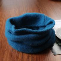 Pure Wool Knitted Ring Scarf Elegant Neckerscarf Female Soft Warm Cashmere False Collar Neck Warmer Hairband Winter blue