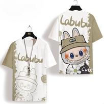 Hot Selling Labubu T-shirt Neutral Cartoon Anime 3D Printed Fashion Children's Clothing Youth Short Sleeve Tees Pluzsize Labubu Shirt 100 pilka