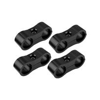 Pack of 4 Aluminium Car Water Hose Separator Clamp Portable Detachable Replacing Hexagon Fitting Adapter Bracket black