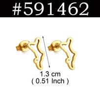 1Pair/Seychelles Mahe Praslin Map and Coco De Mer Stud Earrings For Women Girls Stainless Steel Ethnic Jewelry #558562 white