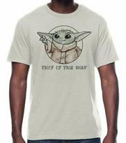 Star Wars The Mandalorian TV Show Baby Yoda This is The Way 100% Cotton T-shirt Mens Tees Top New S white