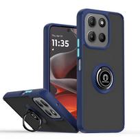 Matte Clear Case For Motorola Moto G85 G75 G55 G35 G84 G54 G34 G24 Power G14 G04 G04s G60 G60S E14 Rotating Ring Holder Cover FU Moto G04 tamsiai mėlyna spalva