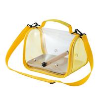 Portable Bird Carrier Bag Breathable Mesh Folding Travel Bird Cage Clear Window Large Capacity Bird Transport Cage geltona