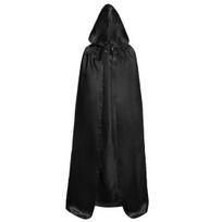 Helovino kyšulys su juodu gobtuvu Viduramžių burtininko chalatas Cosplay kostiumas suaugusiems vaikams Helovino pasirodymo apsiaustas 110 cm juoda