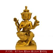 Pure Copper Thai Four-sided Buddha Decoration Great Brahma King Bronze Statue Home Buddha Hall, worship, Porch, Handicraft Decor brown
