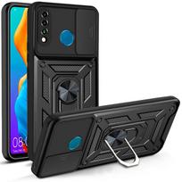 Dėklas Huawei P30 Lite, Dangtelis Huawei P30 Lite, P30LITE Magnetinis žiedas Laikiklis Šarvuotas telefono dėklas Stumdomas kameros apsaugos galinis dangtelis Huawei P30 lite gray