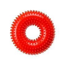 1Pc Durable Heavy Duty Spiky Ring Puppy Chew Biting Toy For Large Breed Dogs Squeaky Interactive Dog Toy Teeth Cleaning Massage raudona