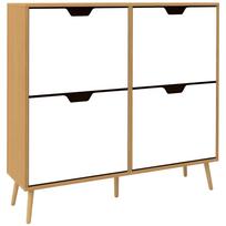 Batų saugojimo spintelė, 4 atverčiami stalčiai, Batų organizatorius 8-16 poroms batų, Natūralus 95 x 26 x 95 cm
