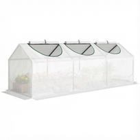 Garden greenhouse mini greenhouse 3 roll-up windows high-density PE cover 140 g/m² 180 x 60 x 60 cm white 180 x 60 x 60 cm