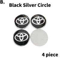 4 vnt. Toyota ratlankio centrinės dalies dangtelio lipdukas 56 mm aliuminio lydinio logotipas Toyota Prado Rav4 Yaris Hilux Prius Corolla Camry OM1 56.2 mm white