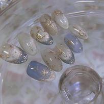24Pcs Almond Press On Nails With Glue Mori Girl Ballet Rural Full Cover Acrylic Manicure Tips gray