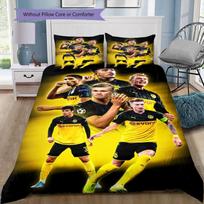 Dortmund Football Players Group Poster Print 3‑Pieces Duvet Cover Set Soccer Fan Bedding Bedroom Home Decor Without Pillow Core Comforter 135x200cm black
